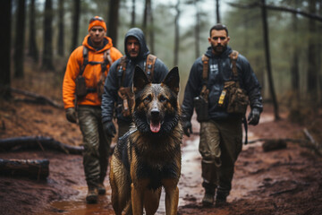 K-9 search and rescue team locating missing individuals, Rescue Service 911 Generative AI