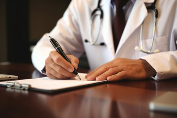 A doctor writing a prescription, symbolizing their ability to provide medical treatment and guidance Generative AI