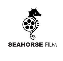 Obraz premium seahorse film logo design concept vector illustrataion 