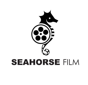 seahorse film logo design concept vector illustrataion 