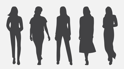 Set of women in vector, flat style. Women in full growth.