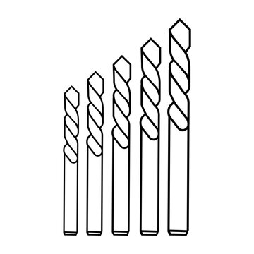 black and white drill bits lineup clip art preview