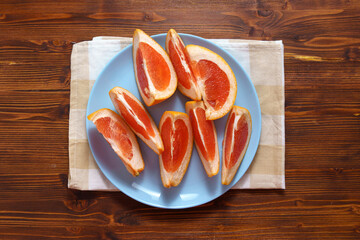 Cutting Grapefruit, flat lay. The Concept Of Healthy Eating.