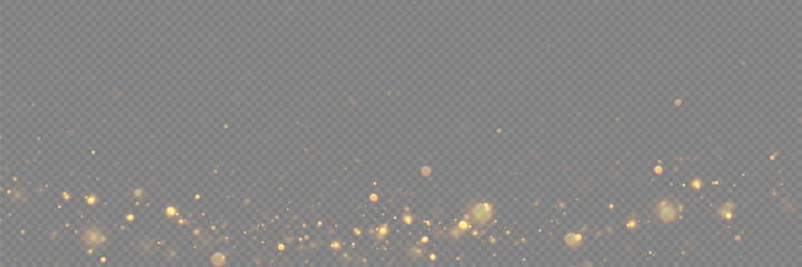 Golden sequins glow with many lights. Glittering dust. Luxurious background of golden particles.