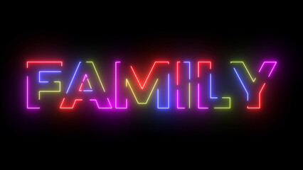 Family colored text. Laser vintage effect