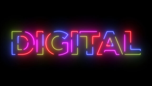 Digital colored text. Laser vintage effect