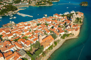 Fototapeta na wymiar Aerial view of the old town of Rab, the Adriatic Sea in Croatia 