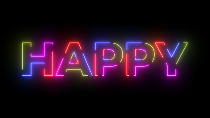 Happy colored text. Laser vintage effect