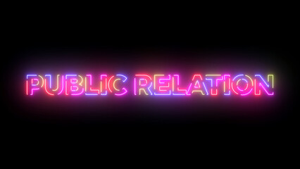 Public relation colored text. Laser vintage effect