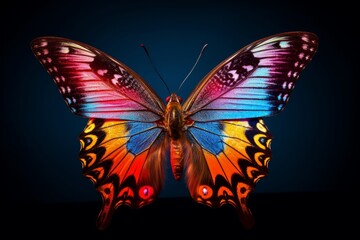 Illustration of a vibrant butterfly perched on a table, created using generative AI