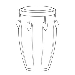 Easy coloring cartoon vector illustration of a conga drum isolated on white background - obrazy, fototapety, plakaty