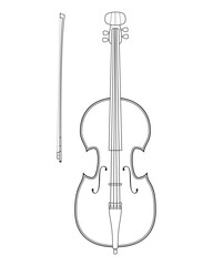 Fototapeta premium Easy coloring cartoon vector illustration of a cello isolated on white background