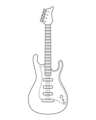 Naklejka premium Easy coloring cartoon vector illustration of an Electric guitar isolated on white background