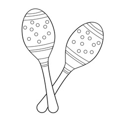 Easy coloring cartoon vector illustration of maracas isolated on white background