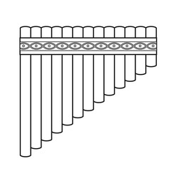 Easy coloring cartoon vector illustration of a panpipe isolated on white background