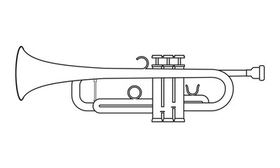 Easy coloring cartoon vector illustration of a trumpet isolated on white background - 620141982