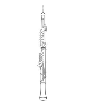 Easy coloring cartoon vector illustration of an oboe isolated on white background