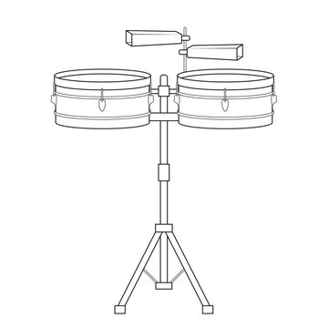 Easy coloring cartoon vector illustration of timbales isolated on white background