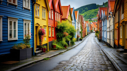 Denmark, typical Street View, Houses, Town, Village, City, Colorful