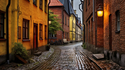 Denmark, typical Street View, Houses, Town, Village, City, Colorful - obrazy, fototapety, plakaty
