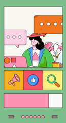 Business people working in flat vector concept operation hand drawn illustration
