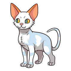Playful Whiskers: Delightful 2D Illustration of a Cornish Rex Cat