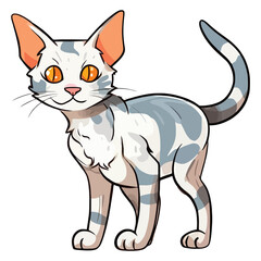 Playful Whiskers: Delightful 2D Illustration of a Cornish Rex Cat