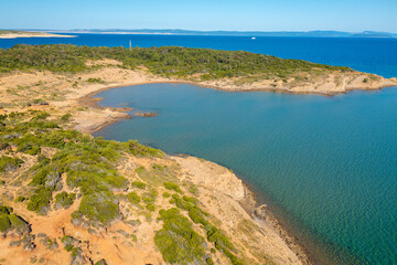 Obraz premium Aerial view of Lopar peninsula, Rab Island, Croatia