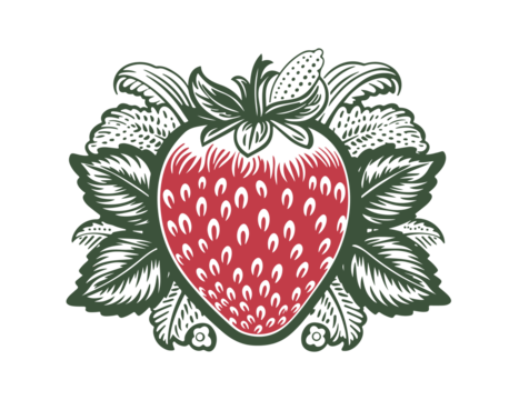 Red Juicy strawberry Logo Vector Stamp tattoo