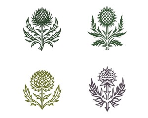 Thistle prickly herbaceous plants print tattoo logo simbol 