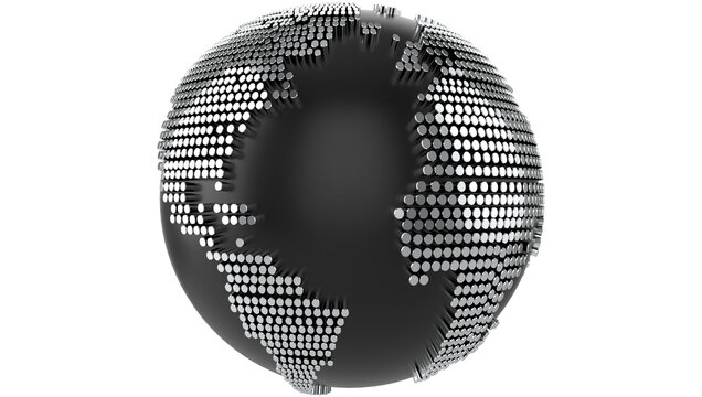3d render of a symbol on a globe on transparent background