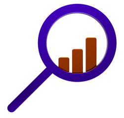 magnifying glass and graph