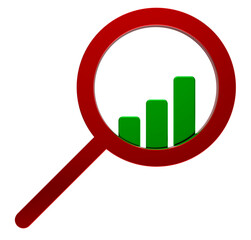 magnifying glass and graph