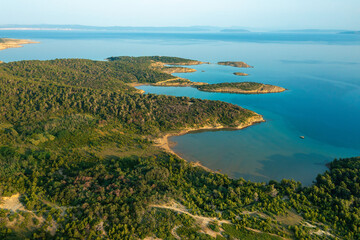 Aerial view of Lopar peninsula, Rab Island, Croatia