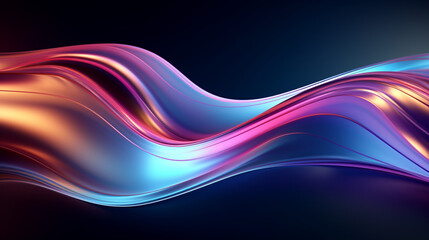 Abstract wave background. Neon glow. Generative Ai