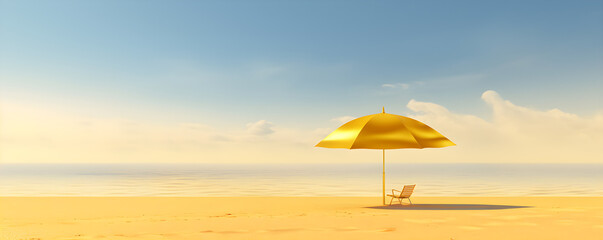 Fototapeta na wymiar Minimalistic Beach Background with gold colors and summer feeling Generative Ai