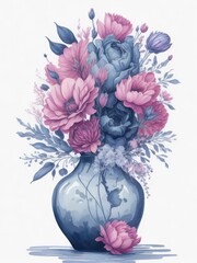 A watercolor painting of a vase of flowers.
created with Generative AI technology