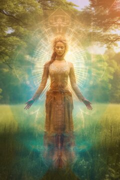 Eir, a norse, scandinavian pagan goddess or valkyrie associated with medical skill. Generative AI image.