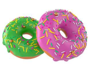 donut with sprinkles on transparent background