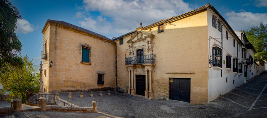 Detail view of the baroque Palace of the Marquis of Salvatierra in Ronda, Malaga, Spain