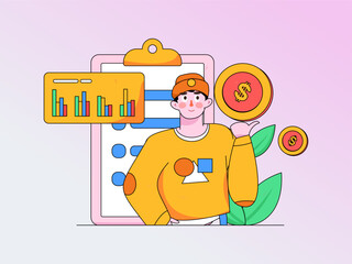 Business people working in flat vector concept operation hand drawn illustration
