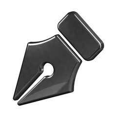 This is a beautifully designed 3D pen icon with a beautiful metallic texture.