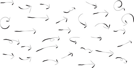 black hand drawn arrow set.Collection of hand drawn isolated arrows