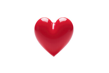 Valentine concept, red glossy heart object isolated on transparent background. 3d render illustation