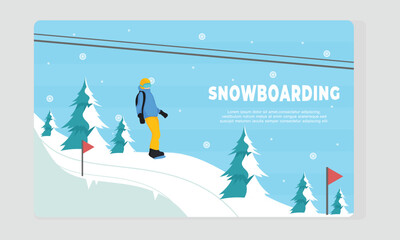 Flat design snowboarding template