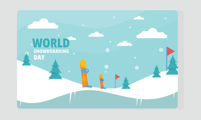 Flat design snowboarding template