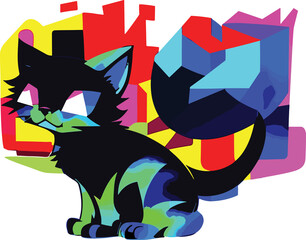 Colorful cat vector - Ai generated
