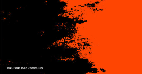 Grunge texture effect background. Distressed overlay rough textured. Abstract vintage monochrome. Black isolated on orange. Graphic design torn style concept for banner, flyer, brochure, or cover