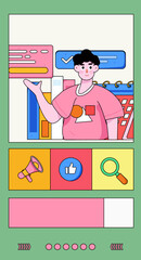 Business people working in flat vector concept operation hand drawn illustration
