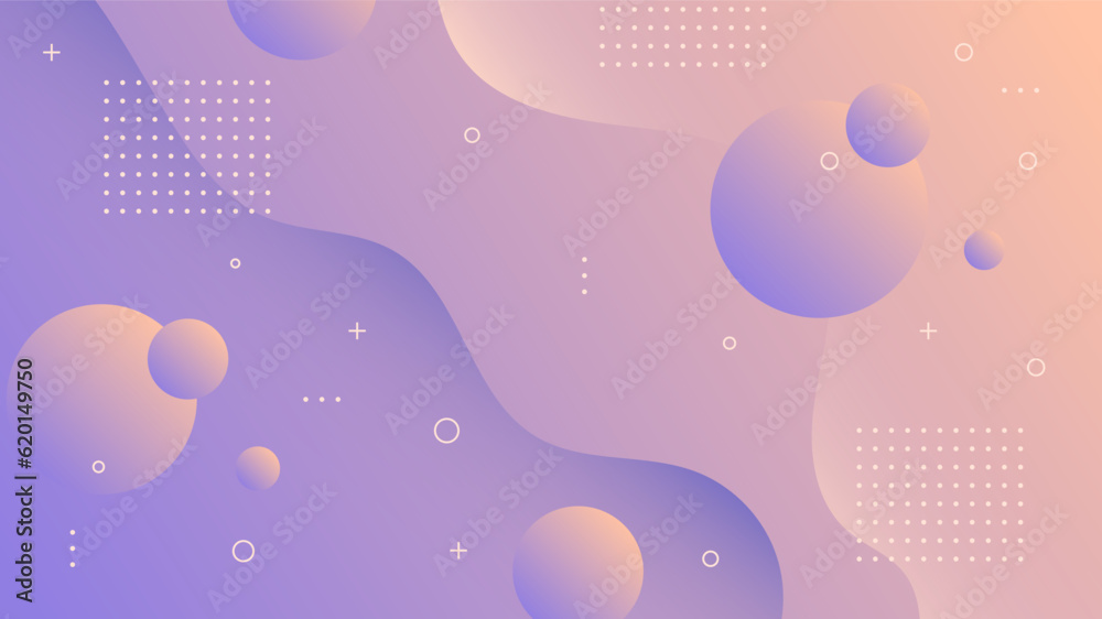 Wall mural modern abstract background with motion waves retro memphis and purple peach red gradient color